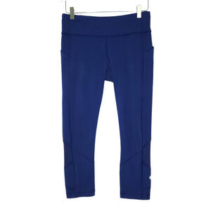 Lululemon Pace Rival Crop Leggings 8 Blue Mesh Panels Wicking Pockets